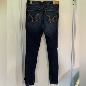 High Rise Dark Wash Stretchy and Flattering Distressed Jeans